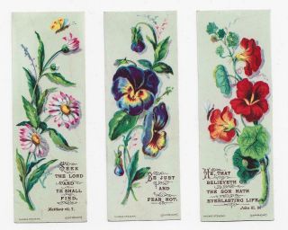 Y58 - Three Victorian Religious Motto Cards - Thomas Stevens - Bible Bookmarks