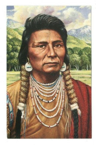 Chief Joseph Usps Legends Of The West Laramie Wy Postmark Vtg Postcard Af95