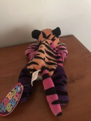 Lisa Frank Fantastic Beans Forrest Rainbow Tiger Plush Beanie 8” with Tags 1998 3