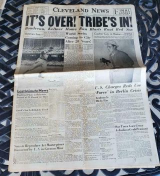 1948 Cleveland Indians World Series Newspapers X 4 News Plain Dealer Press Front