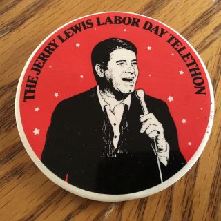 1970s Jerry Lewis Labor Day Telethon Vintage Advertising Pinback Pin Button Js
