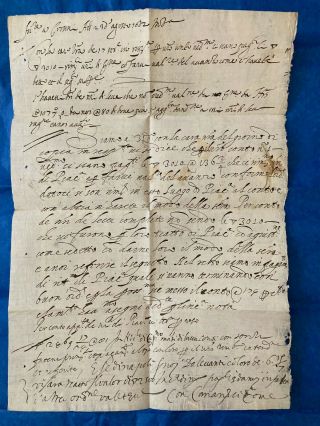 1602 Italian Letter To Bart Corsini.  Family To St.  Andrew,  Pope Clement Xii