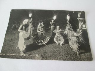Vintage Real Photo Postcard Devil Dancing Ceremony Ceylon