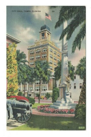 City Hall Tampa Florida Vintage Postcard Af52