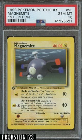 1999 Pokemon Portuguese 1st Edition 53 Magnemite Psa 10
