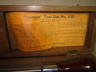 Vintage Yankee Tool Set No.  100 Ratchet Screw Driver North Brothers 2