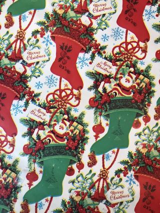 Vintage Roll Christmas Wrapping Paper Santa Stocking Presents