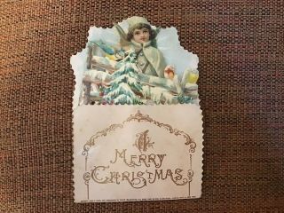 Antique Edwardian Die Cut Pop Up Christmas Card Raphael Tuck Angel Birds Tree