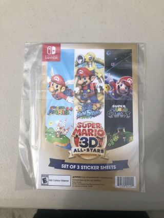 Walmart Exclusive Switch Mario 3d All - Stars Collectible Stickers Set L@@k