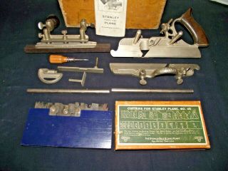 Vintage Stanley 45 Combination Plane With Cutters Blades And Box