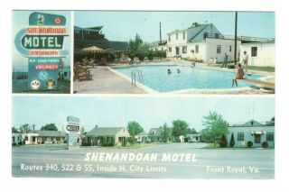 Shenandoah Motel Front Royal Virginia Vintage Postcard Eb72