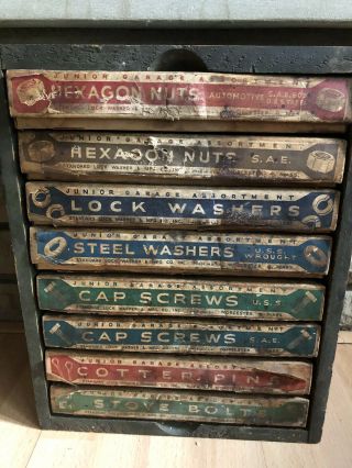 Rare Complete Set Vintage Junior Assortment Garage 8 Box’s & Wood / Aluminum Bix