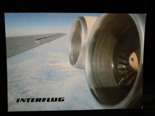 Interflug Il - 62 Airplane Vintage Airline Issue Aviation Postcard S/h