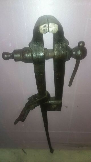 Vintage Antique Post Leg Blacksmith Vise,  Old Blacksmith Tool,  4 - 1/2 