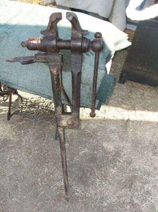 Antique Blacksmith Post Leg Vise 4 1/2 " Jaw 40 " Tall