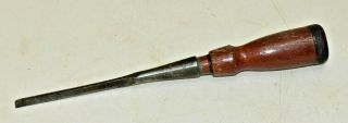 L365 Vintage Stanley No.  750 Socket Beveled Chisel 1/4 " Red Wood Handle