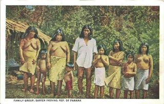 Vintage Postcard Showing A Family Group Of Darien Indians In Republic Of Panama