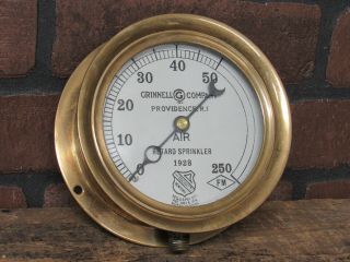 Vintage 1928 Ashcroft Brass Industrial Air Pressure Gauge 5” Us Gauge Grinnell