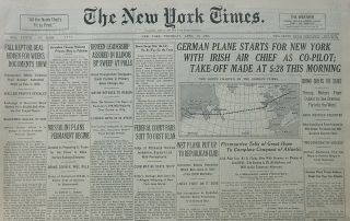 4 - 1928 April 12 Fitzmaurice German Plane Starts For Ny Mussolini Deneen Pa Klan
