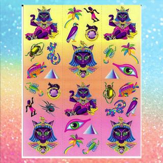 Rare Lisa Frank Cleocatra Cat Egyptian Pharaoh Queen S244 Stickers Vintage 90s