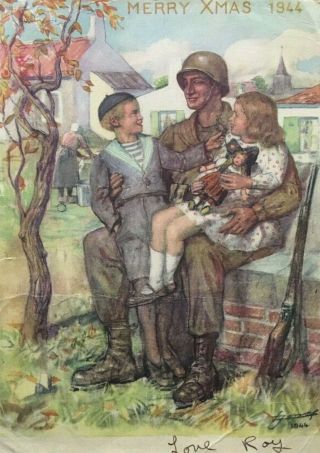 - Ww2 Us Army " Merry Xmas Card 1944 " (battle Of The Bulge)