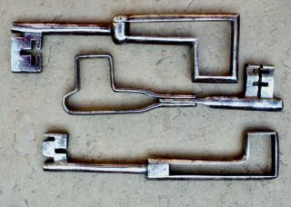 Three Rare 18th Century French Wrought Iron Folding Keys