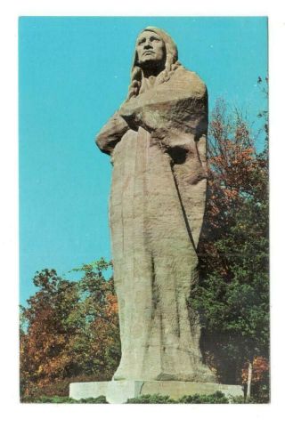 Black Hawk Statue Lowden State Park Oregon Illinois Vintage Postcard Af83