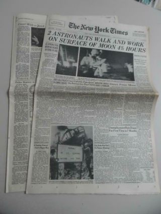 1971 Apollo 14 Astronauts Walk Moon York Times Newspaper February 6 Complete