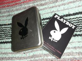 Rare Playboy Female Nude Adult Playing Cards 55 Card Deck In Tin Box