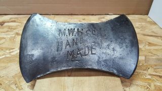 Rare Vintage M.  W.  H.  Co.  Hand Made (kelly?) Bowtie Double Bit Axe Marshall Wells