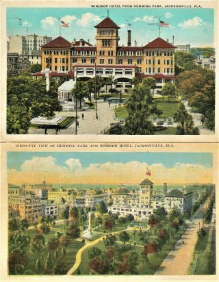 2 Vintage 1919,  1926 Hotel Windsor,  Facing Hemming Park,  Jacksonville,  Fl