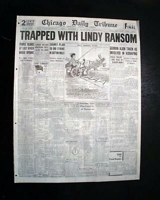 Charles Lindbergh Baby Kidnapping Murder Bruno Hauptmann Arrest 1934 Newspaper