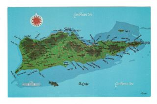 St.  Croix Us Virgin Islands Map Vintage Postcard Af133