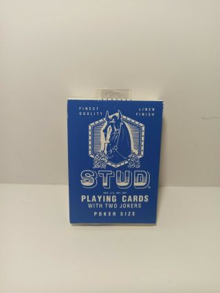 Vintage Walgreens Stud Linen Finish Poker Size Blue Playing Cards - Rare