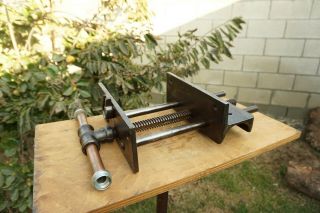 Antique Woodworking Quick Release Vise,  10  Jaw Under Bench Mount Cast Iron Vice