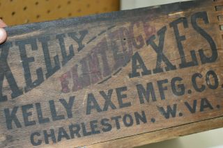 RARE Vintage KELLY FLINT EDGE AXES CHARLESTON WV WOOD CRATE BOX 2