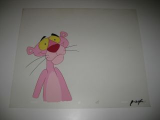 PINK PANTHER - ORIG.  HAND - PAINTED CEL - GREAT HALF FIGURE IMAGE,  MATCHING PENCIL - XLNT 2