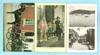 3 Vintage,  " High Class Chinese People On Drive,  Chinese Family & Chefoo Harbor,