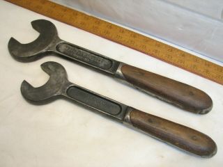 Pr H.  D Smith Perfect Handle Open End Wrench Tools Wood 1 - 1/8 7/8 Iron Wood