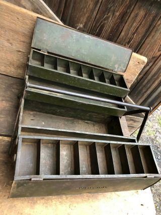 Vintage 1920 ' s Wolverine tool box all metal cantilever Pre Snapon 2