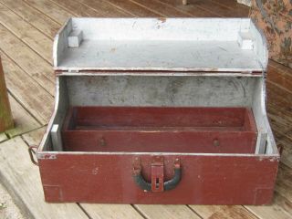 Vintage Primitive Handmade Wooden Carpenter Tool Large Box 30 " X 17.  5 " X 12 1/4 "