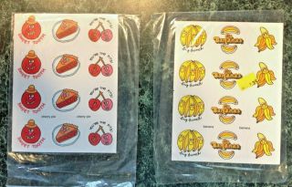 Vtg Paper Art Scratch & Sniff Sticker Pkg 2 Sheets Banana Cherry Pie Scent Rare