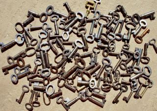 90 Tiny Old Keys For Warded Locks For Furniture,  Boxes,  Chests,  Coffers Padlocks