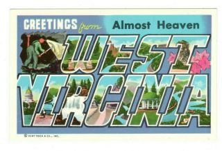 Greetings From Almost Heaven West Virginia Vintage Postcard Eb126
