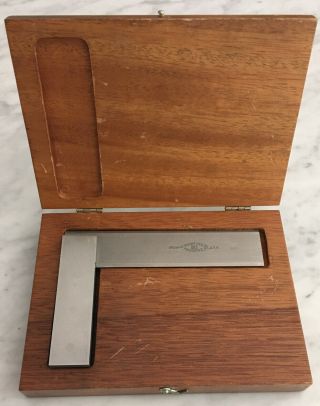 Vintage Brown Sharpe 5.  5” 4.  5” Beveled Edge Steel Square 542 In Orig.  Wood Case