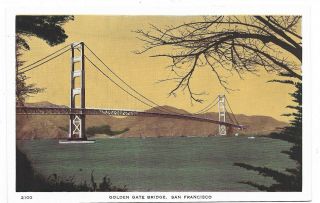 Vintage Chrome Postcard,  The Span Of The Golden Gate Bridge,  San Francisco,  Ca
