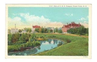 Part Of U.  N.  D Campus Grand Forks North Dakota Vintage Postcard Eb237