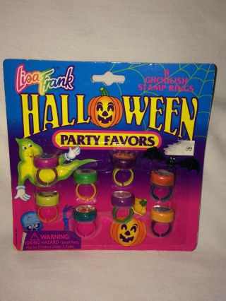 Vtg Lisa Frank Halloween Party Favors 8 Stamp Rings Prizes Colors 90 