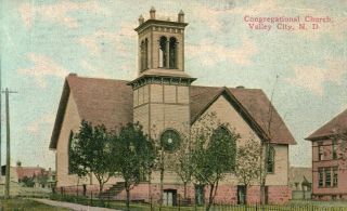 Vintage Postcard Congregational Church Valley City,  North Dakota Posted 1912