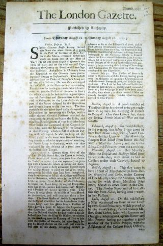 1703 Newspaper W Early Order Of The Garter Inductions By Queen Anne Chivalry